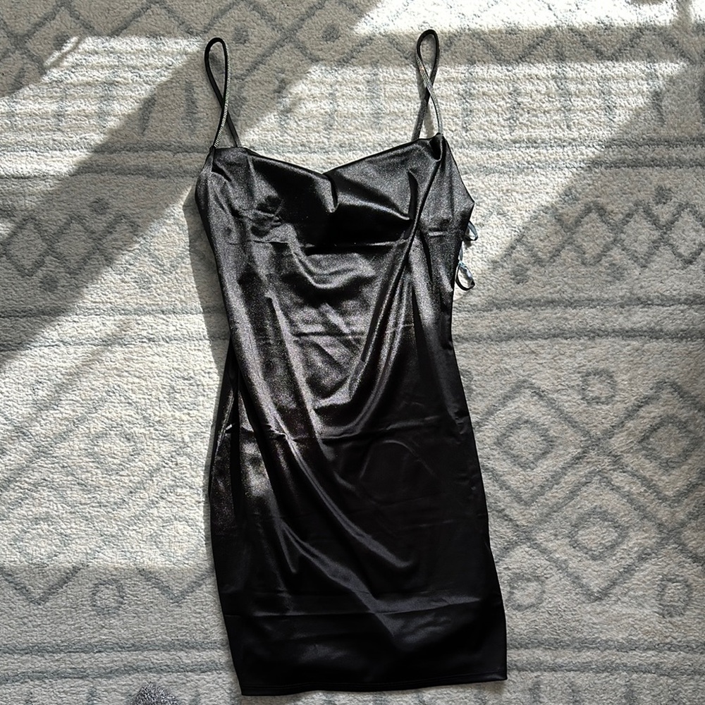 Elegant Black Satin Dress